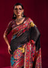 Pirate Black Woven Cotton Kashmiri Jamewar Saree