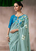 “Exclusive Offer” : Light Cyan Woven Cotton Silk Saree