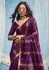 Plum Purple Woven Munga Cotton Saree
