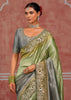 Grey and Green Embroidered Designer Saree