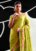 Lime Green Woven Tissue Silk Saree