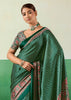 Hunter Green Printed Satin Silk Saree