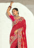 Red Embroidered Georgette Bandhej Saree