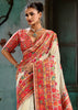 Creamy White Woven Cotton Kashmiri Jamewar Saree