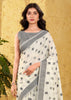 Lily White Woven Linen Silk Saree