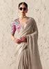 Silver Grey Designer Organza Tissue Silk Saree With Printed Blouse