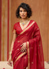 Cherry Red Woven Cotton Organza Saree
