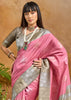 Candy Pink Woven Cotton Silk Saree