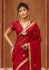 Cherry Red Woven Cotton Silk Saree