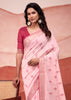 Baby Pink Woven Cotton Silk Saree