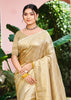 Cream Beige Woven Kanjivaram Silk Saree
