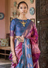 Majestic Magenta & Blue Dual Tone Bronze Zari Woven Banarasi Silk Saree