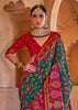 Hunter Green Printed Kashmiri Jamewar Saree