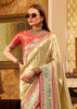 Golden Beige Woven Tissue Silk Saree