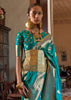 Teal Blue Dual Tone Woven Banarasi Silk Saree