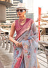 Powder Blue Woven Banarasi Tissue Silk Saree