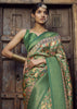 Antique Green Floral Printed Soft Silk Saree