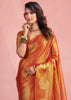 Sunset Orange Woven Tissue Silk Saree