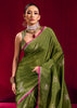 Heena Green Woven Banarasi Satin Linen Silk Saree