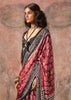 Scarlet Red Printed Crepe Satin Silk Saree