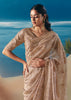 Beige Satin Organza Embroidered Saree