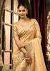 Cream Embroidered Designer Tissue Saree