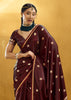 Dark Maroon Woven Banarasi Satin Silk Saree