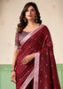Deep Maroon Woven Linen Silk Saree
