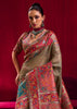 Grey Green Woven Cotton Kashmiri Jamewar Saree