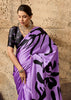 Lavender Purple Printed Satin Silk Saree
