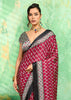 Scarlet Red Printed Satin Silk Saree