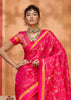 Raspberry Pink Woven Banarasi Silk Saree