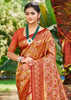Brown Red Dual Tone Woven Banarasi Silk Saree