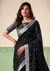 Classic Black Woven Linen Silk Saree