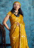 Ochre Yellow Woven Banarasi Satin Silk Saree