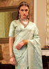 Dusky Green Woven Banarasi Sain Silk Saree