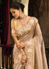 Almond Beige Designer Embroidered Silk Saree