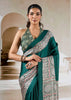 Antique Green Printed Satin Silk Saree