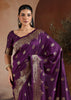 Dark Purple Woven Banarasi Silk Saree