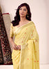 Lemon Yellow Woven Linen Silk Saree