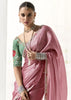 Rose Pink Designer Organza Tissue Silk Saree