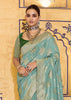 Aqua Blue Woven Banarasi Silk Saree