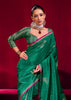 Forast Green Woven Banarasi Satin Linen Silk Saree