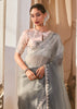 Powder Grey Designer Silk Saree