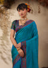 Coral Blue Woven Kanjivaram Silk Saree