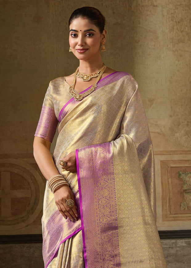 Silver Shine Woven Kanjivaram Silk Saree