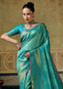 Teal Green Woven Banarasi Silk Saree