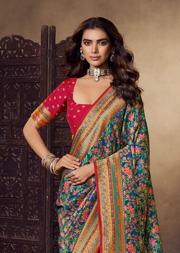 Navy Blue Woven Soft Silk Saree