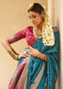 “Exclusive Offer” : Peacock Blue Woven Banarasi Tussar Silk Saree