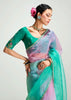 Aqua Green Ombre Banarasi Tissue Saree
